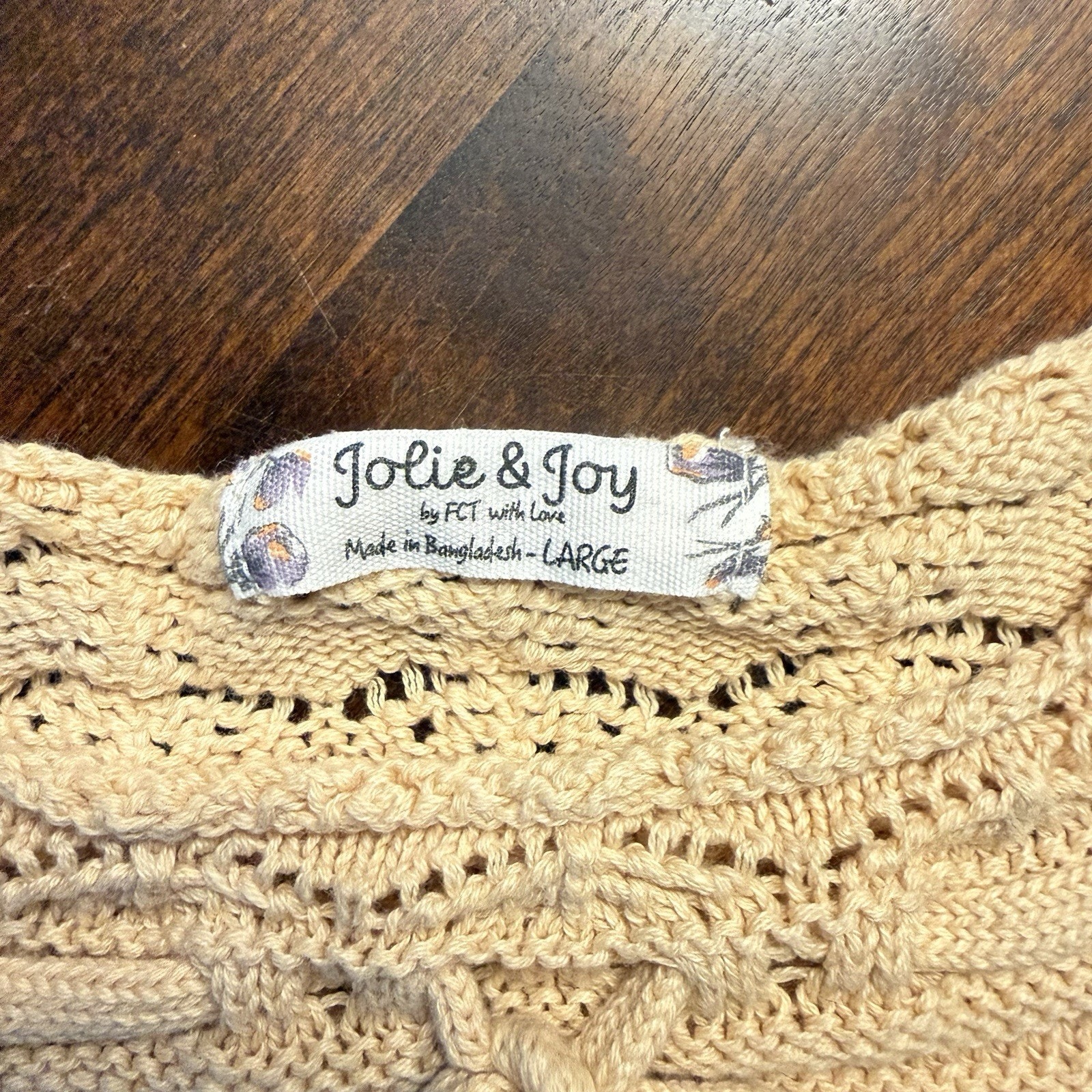 Jolie & Joy Fct 2pc Crochet Knit Set Large Crop Tank Top & Shorts Euc — image 4 of 8